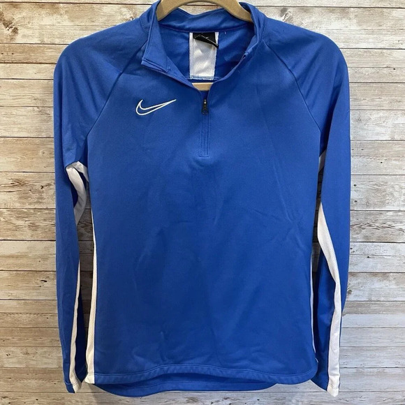 Nike Womens S Soccer Jacket Performance Blue White Full Zip Finger‎ Holder Sport - Picture 1 of 9